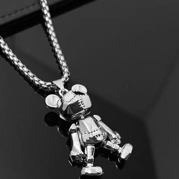 NEW! Robot Metal Bear W/ Moveable Limbs Necklace - AWESOME Unisex GIFT - Picture 2 of 7